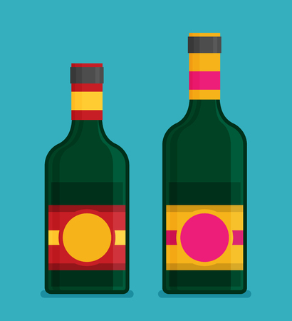 Flat vector bottle with alcohol iconのイラスト素材