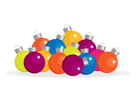 Christmas balls inn various colors. Vector illustrationのイラスト素材