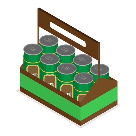 Vector color isometric icon with case of beer illustration.のイラスト素材