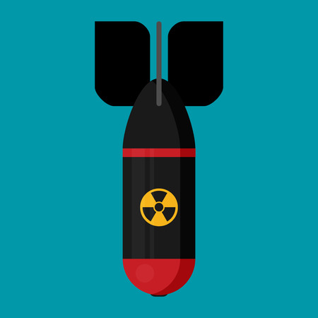 Vector illustration icon in flat style design. Rocket bomb flies downのイラスト素材