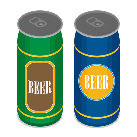 Vector beer can flat style icon illustration on white background.のイラスト素材