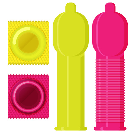 Condom set in flat vector styleのイラスト素材