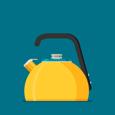 Flat vector kettle icon illustration on blue background.のイラスト素材