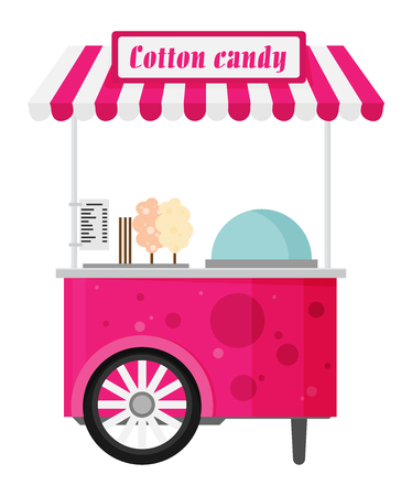 Carts retail, kiosk on wheels, cotton candy flat vectorのイラスト素材