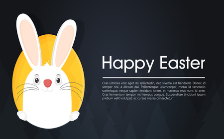 Happy easter modern card vector in flat style with Bunnyのイラスト素材