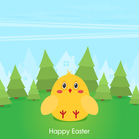 Flat design icon chicken のイラスト素材