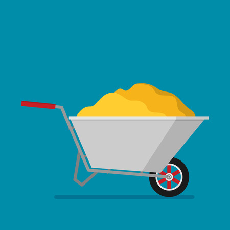 Flat gardening wheelbarrow vector.のイラスト素材