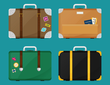Luggage set vector illustration of flat colorful.のイラスト素材