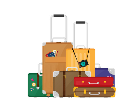Luggage set. Vector illustration of flat colorfulのイラスト素材