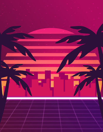 Retro futuristic vector backgroundのイラスト素材