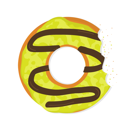 Donut with a mouth bite isolated on white background. vector illustration in flat styleのイラスト素材
