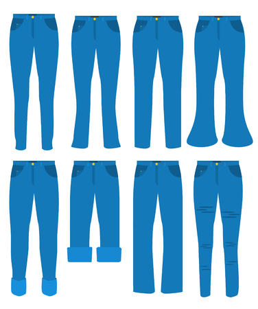 Women jeans flat vector setのイラスト素材