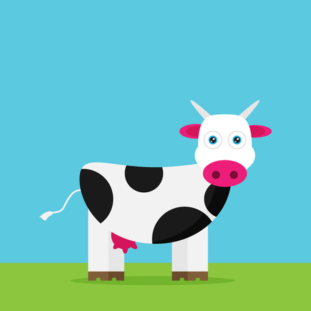 Flat vector funny cowのイラスト素材