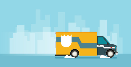 Vector Free Shipping car flat colorful のイラスト素材