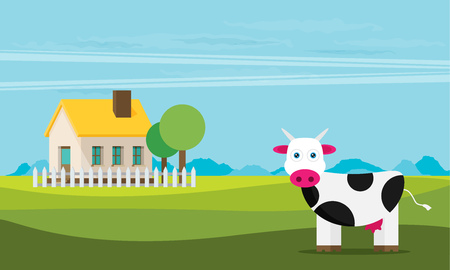 Lovely countryside flat vectorのイラスト素材