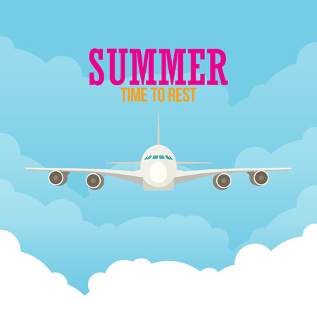 Plane or airplane in the sky vector illustration in flat styleのイラスト素材