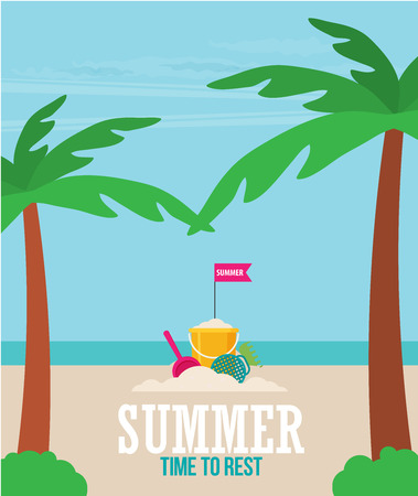 Beach toys. Flat vectorのイラスト素材