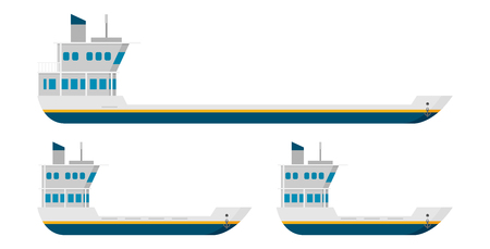 Cargo ships isolated vector illustration, flat styleのイラスト素材