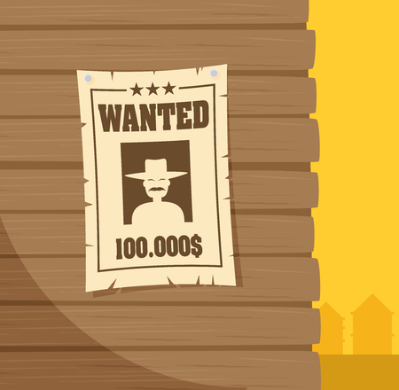 Vintage wanted poster flat vectorのイラスト素材