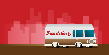 Vector Free Shipping car flat colorfulのイラスト素材