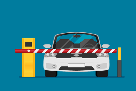 Parking barrier gate in flat styleのイラスト素材