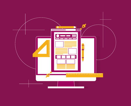 flat vector illustration of web design and development concepts. Elements for mobile and web applications.のイラスト素材