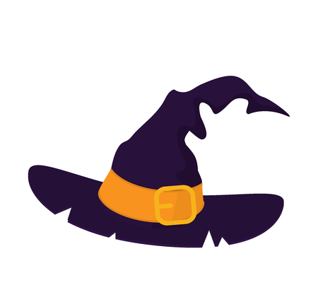 Purple old witch hat isolated on white background.のイラスト素材