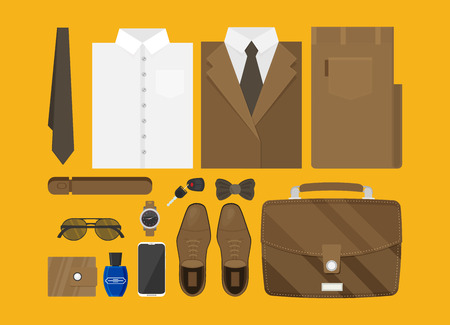 Flat business collection dress and accessories set vectorのイラスト素材