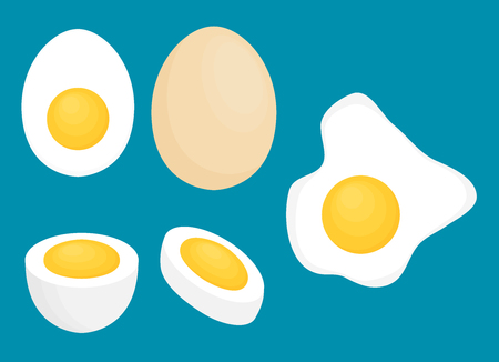 Set of  Eggs Illustration, simple flat designのイラスト素材