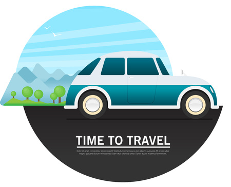 Vector car trailer in flat style.のイラスト素材