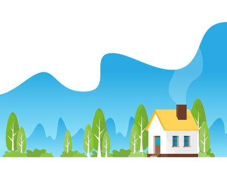 Family home in flat style. Vector illustration.のイラスト素材
