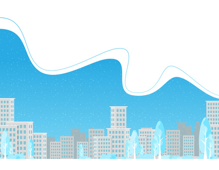 Winter city background in flat styleのイラスト素材