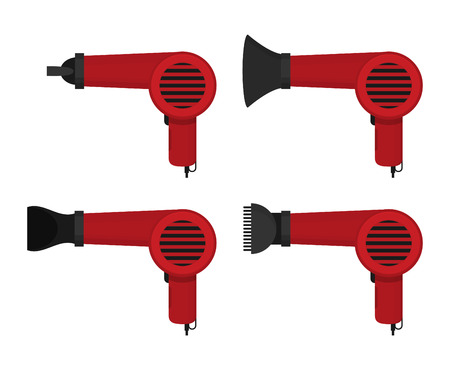 Flat set of hair dryer vectorのイラスト素材