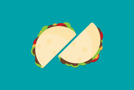 Simple taco in flat style, vector illustrationのイラスト素材