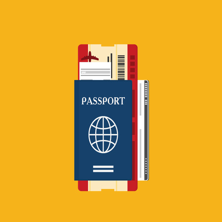 Passport with tickets icon vector illustration isolated on background.のイラスト素材