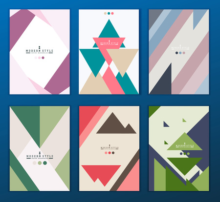 Flat geometric covers design. Colorful modernism. Simple shapes composition. Futuristic patternsのイラスト素材