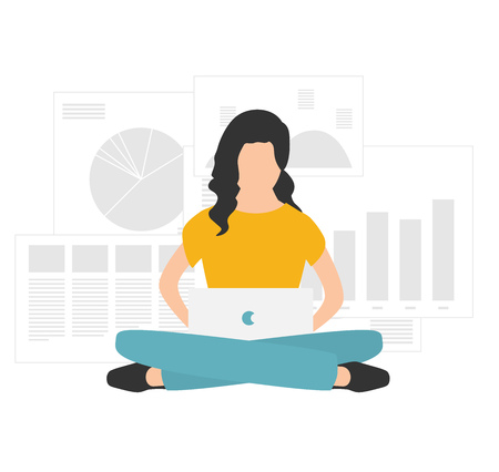 The woman is working on the development flat vectorのイラスト素材