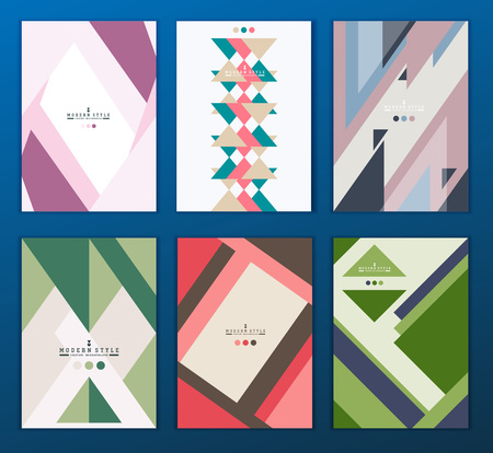 Flat geometric covers design. Colorful modernism. Simple shapes composition. Futuristic patternsのイラスト素材