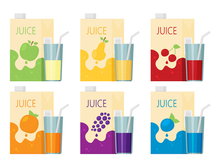 Flat juice box set vectorのイラスト素材