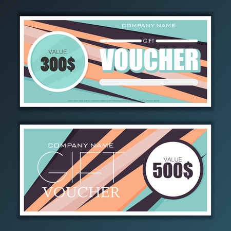Gift voucher template set in flat style vectorのイラスト素材