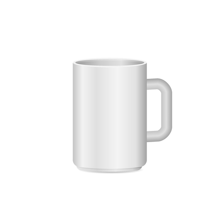 Vector photorealistic white cup isolated on white backgroundのイラスト素材