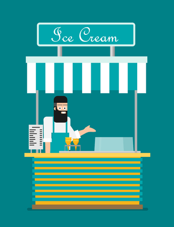 Shiny colorful ice cream shop vector illustration.のイラスト素材
