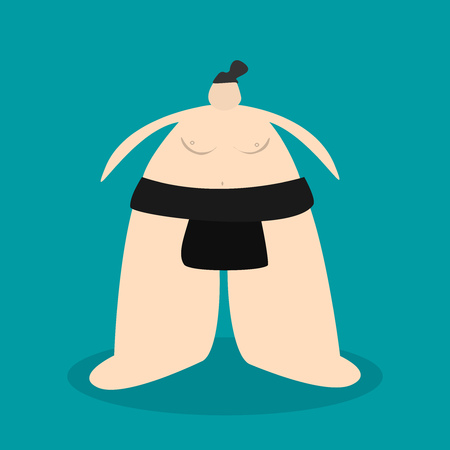 Sumo Wrestler funny cartoon vector illustrationのイラスト素材