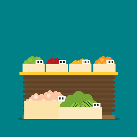Supermarket grocery. Flat vectorのイラスト素材