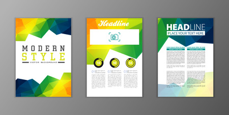 Brochure Design Template. Geometric shapes, Abstract Modern Backgrounds, Infographic Concept.Flat design. Vectorのイラスト素材