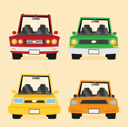 Car front view flat vector setのイラスト素材