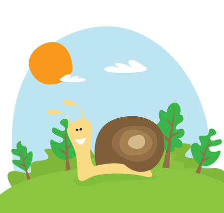 Flat vector cartoon snailのイラスト素材