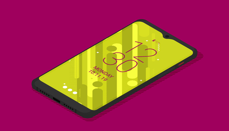 Isometric icon of mobile phone in flat styleのイラスト素材