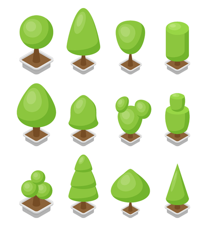 trees set. 3d isometric vectorのイラスト素材