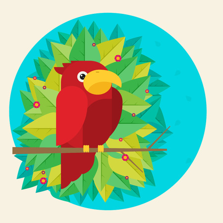 Flat vector parrot. Colorful illustrationのイラスト素材